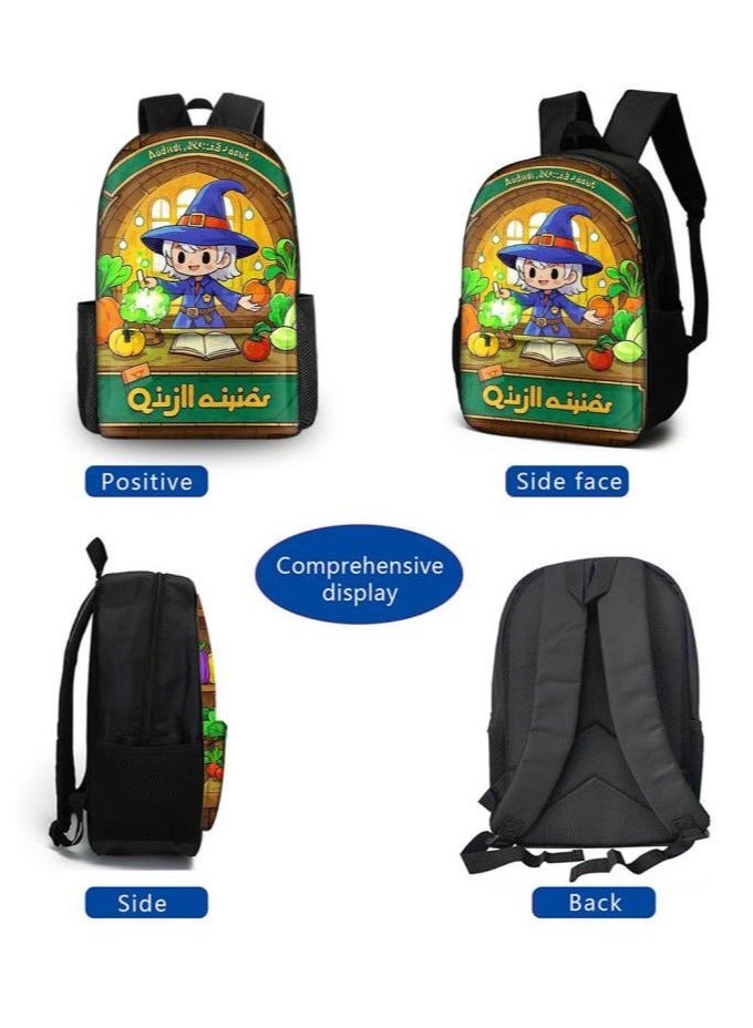 Cartoon three-piece schoolbag with front pocket - 641  - Image 3