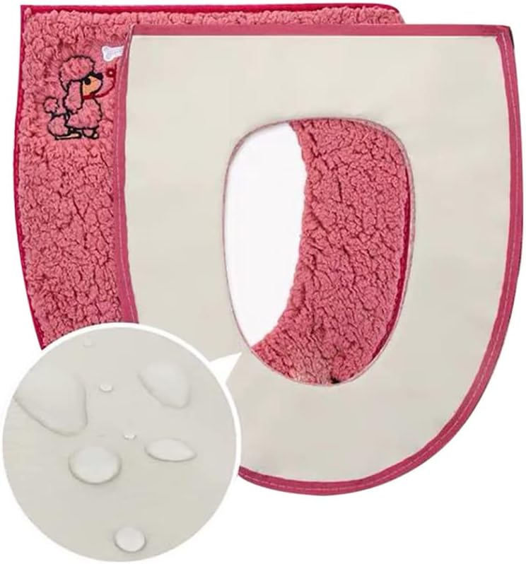 CIZZ Warm Plush Washable Thicken Toilet Seat Cover Pads Mat with Handle and Zipper (Gray) - Image 4