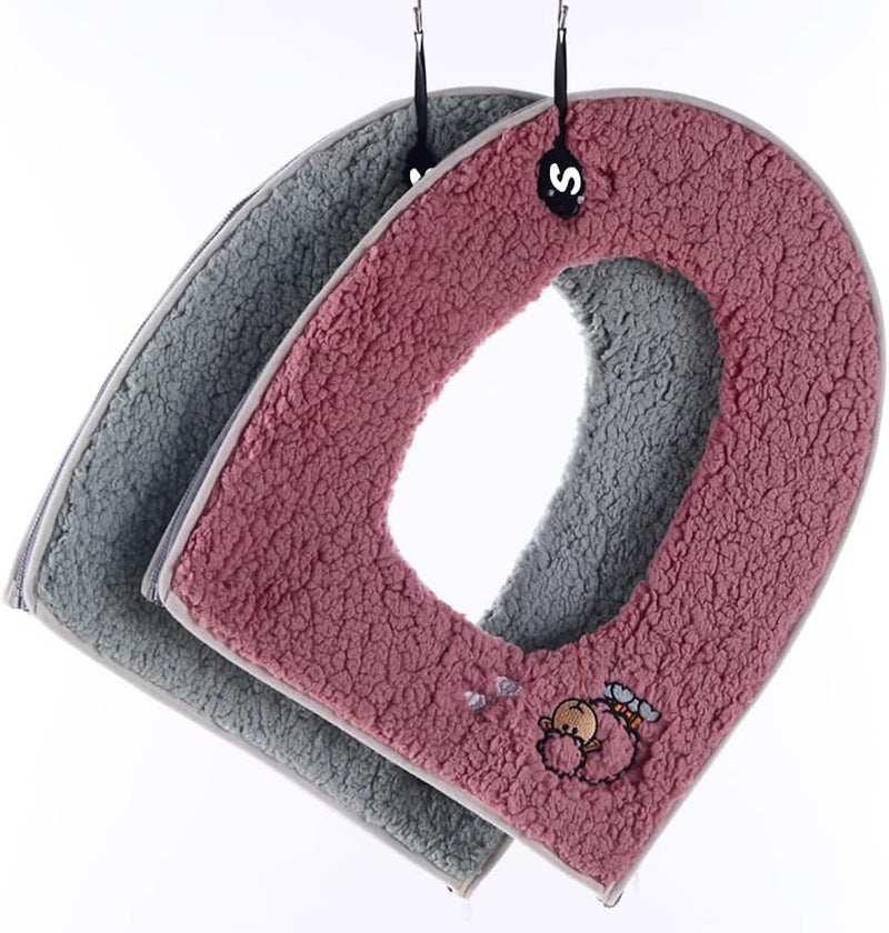 CIZZ Warm Plush Washable Thicken Toilet Seat Cover Pads Mat with Handle and Zipper (Gray) - Image 5