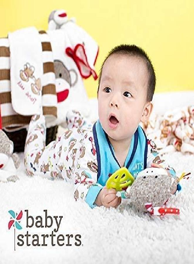 Baby Starters Baby Starters Super Soft Sock Monkey Baby Blanket for Newborns and New Moms (Ivory and Red, 30"x40") - Image 4