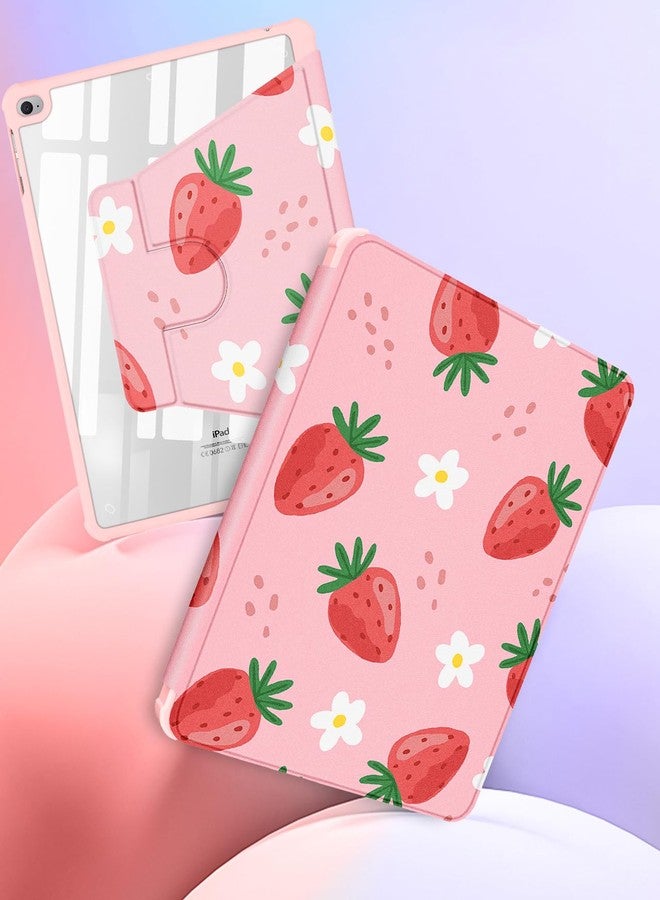 Kidcube for iPad 5th/6th Generation Case, for iPad Air 1st/2nd Gen, for iPad Pro 9.7 Inch Case Women Girls Cute Folio Cover with Pencil Holder Girly Strawberry Design Rotating Stand Cases 2018/2017 - Image 4