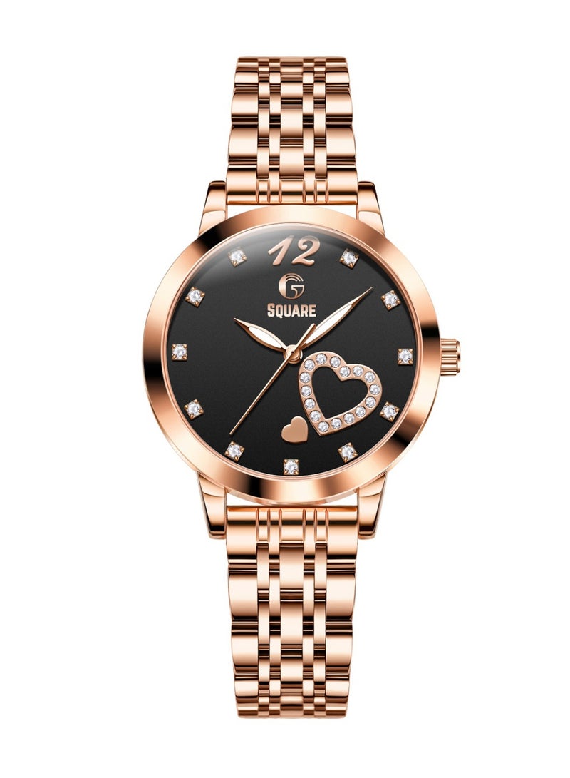 Gsquare Women’s Analog Quartz Rose Gold Stainless Steel Watch – Model 5189 - Image 1