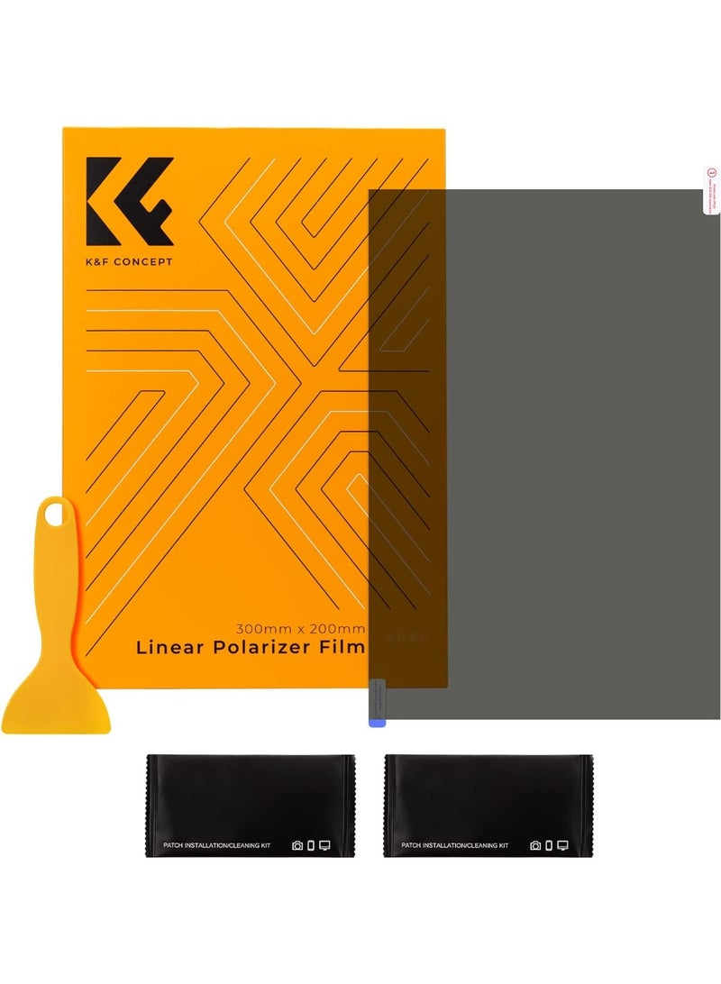 K&F Concept فيلم استقطابي، قطعة واحدة، 300 × 200 × 0.21 مم، فيلم فلتر استقطابي خطي بزاوية 90 درجة - Image 1