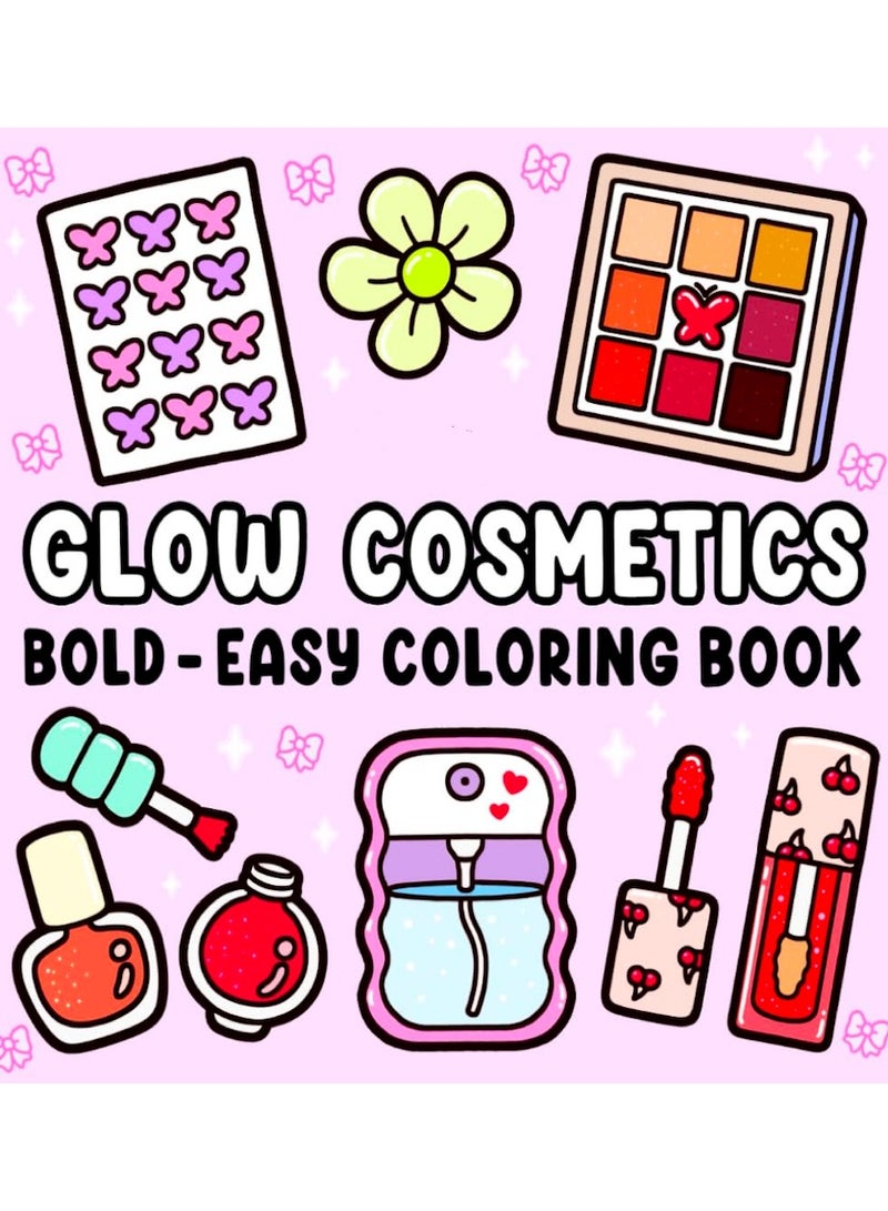 مستحضرات التجميل المتوهجة: كتاب تلوين للكبار والصغار، 52 صفحة مرسومة يدويًا، 8.5 × 8.5 بوصة، تصميمات جريئة وسهلة، بسيطة وكبيرة للاسترخاء، تتضمن مستحضرات تجميل، ومكياج، ومنتجات للعناية بالبشرة (تلوين جريء وسهل) - Image 1