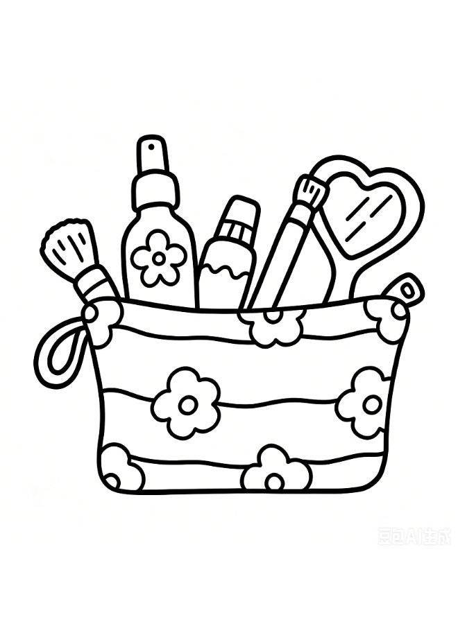 SUZZ Glow Cosmetics: Coloring Book for Adults and Kids, 52 Hand-drawn Pages, 8.5 x 8.5 Inches, Bold and Easy, Simple and Big Designs for Relaxation Featuring Cosmetic Items, Makeup, and Skincare Products (Bold & Easy Coloring) - Image 2