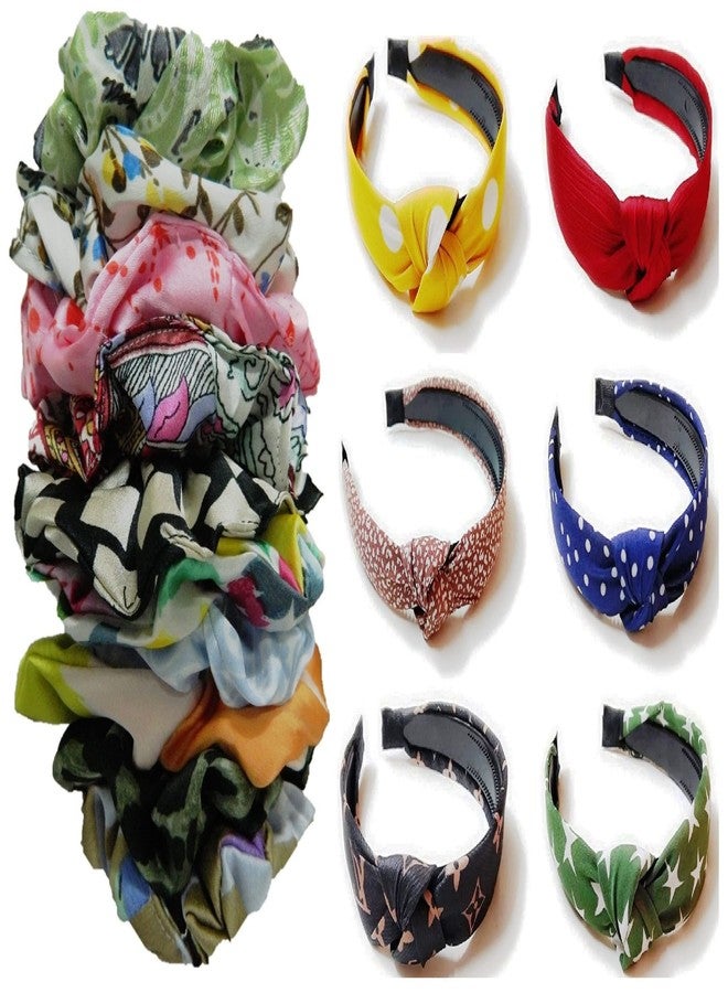 DIAN Multicolor Pack of 16 Hair Scrunchies & Hair bands, Ponytail Holder, Hair Tie, Hair Bow, Rubber Band Printed for Women, Teens and Girls - Image 1