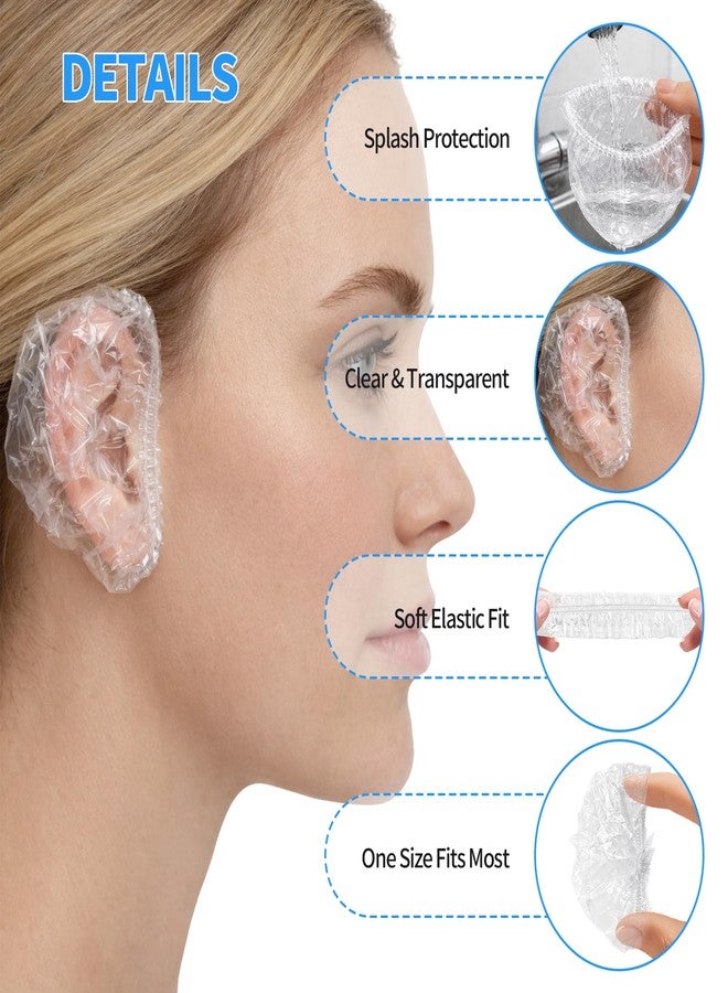 Creztail Disposable Waterproof Ear Covers for Shower, Hair Dye & Bathing - Clear Plastic Ear Caps with Elastic, One Size for Adults, for Salon, Travel & Daily Use (400 Pcs) - Image 3