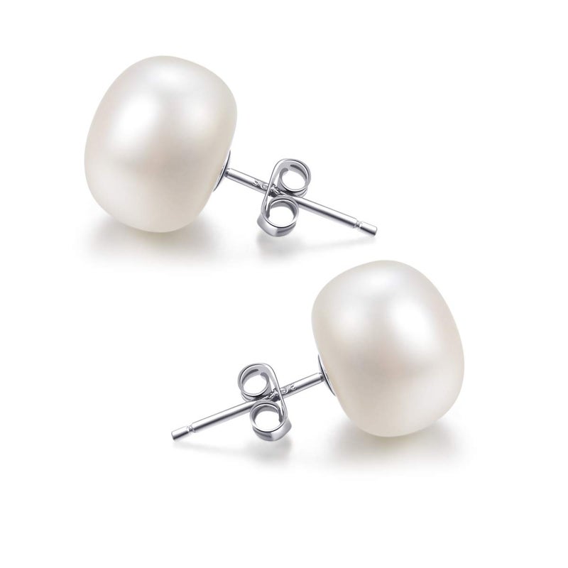 Lantine 11-12mm Pearl Earrings Sterling Silver 925 Freshwater Cultured Pearl Stud Earrings For Women - Image 1