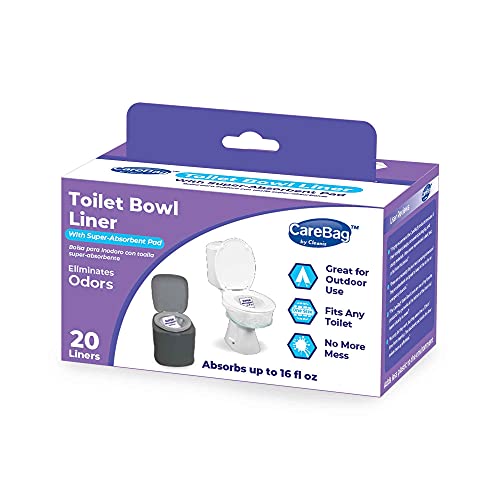 CareBag Cleanis CareBag Anti-Odor Toilet Bowl Liners with Absorbent Pad – Leak-Resistant, Universal Fit for Indoor/Outdoor Toilets – Odor-Eliminating – Converts Toilet to Dry Use, 20 Count - Image 1