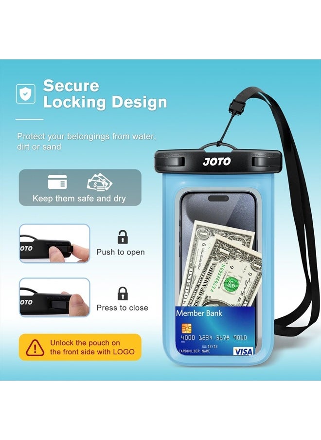 JOTO - Universal Waterproof Phone Pouch Cellphone Dry Bag Case Cruise Beach Essentials for iPhone 15 14 13 12 11 Pro Max 8 7, Galaxy S23 S22 S21, Pixel up to 7" -Blue - Image 1