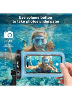 JOTO Universal Waterproof Phone Pouch Cellphone Dry Bag Case Cruise Beach Essentials for iPhone 15 14 13 12 11 Pro Max 8 7, Galaxy S23 S22 S21, Pixel up to 7" -Blue  - Image 2