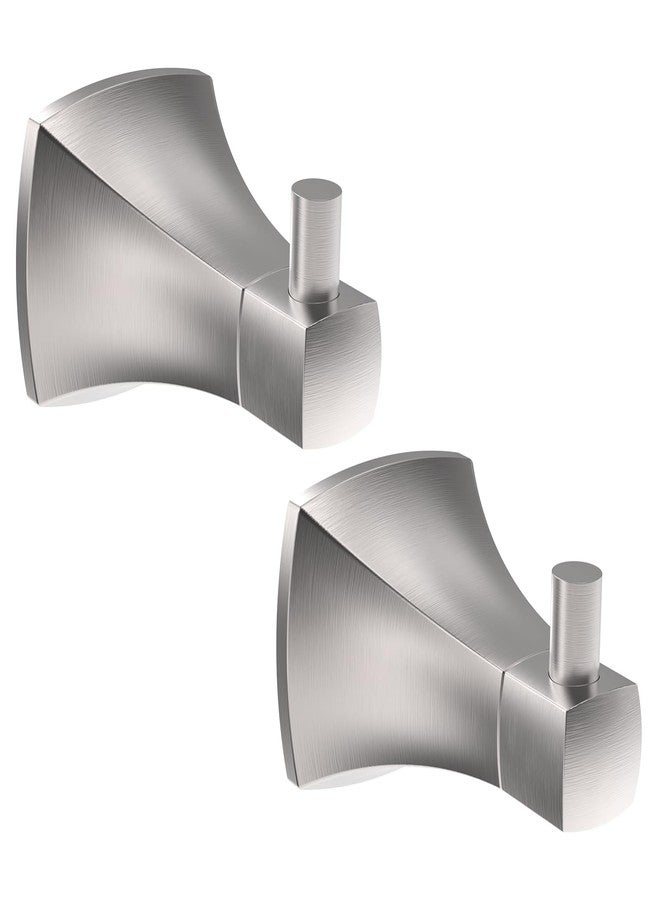 WZRUA Towel Hooks for Bathrooms, 2 Pack Brushed Nickel Stainless Steel and Zinc Alloy Hand Towel Holder Wall Mount, Heavy Duty Hanging Hooks for Kitchen, Closet, Pool, Coats, Shower, Robe - Image 1