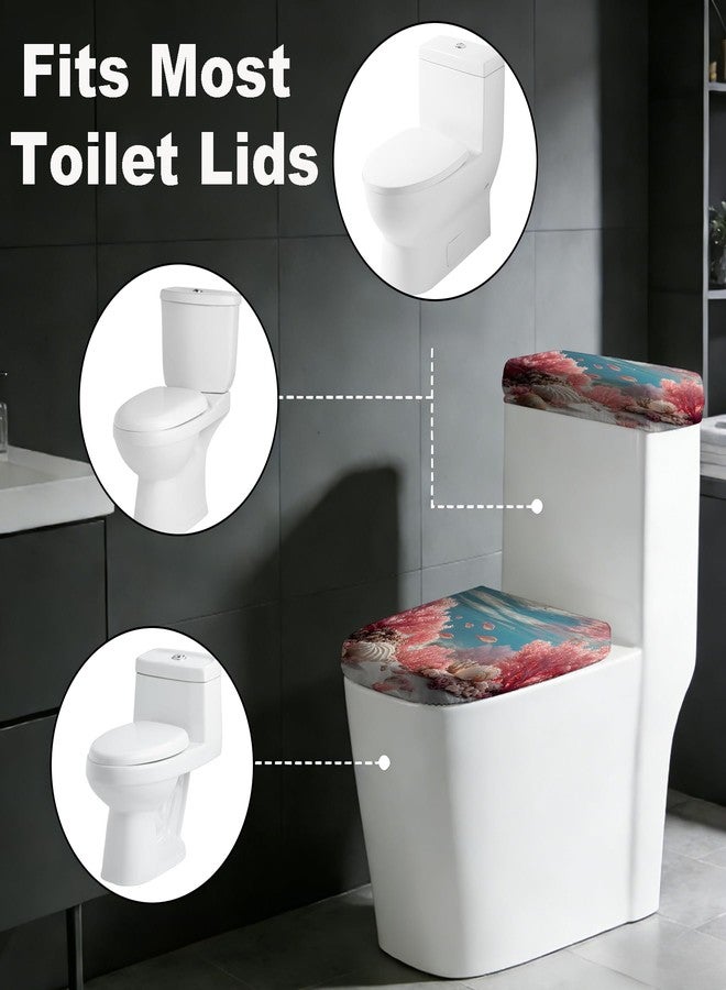 seewan 2 Pcs Toilet Lid Cover and Toilet Tank Lid Cover Set, Soft Stretchable Bathroom Covers, Fits Round and Elongated Toilet Seats, Washable and Decorative - Image 4