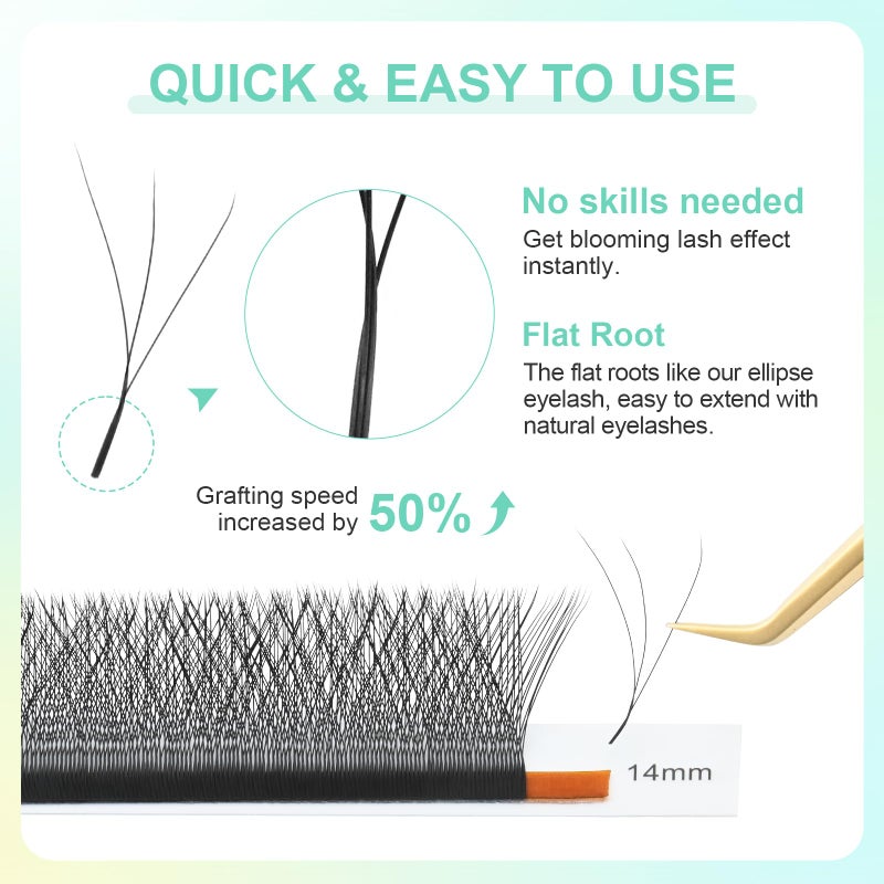 NAGARAKU W Eyelash Extension 3D Volume Premade Fan 0.07mm C curl 8-12mm mix Faux Mink Matte Black Cluster Easy Fanning yy Eye Lashes - Image 5