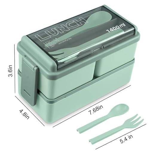 MOGAL LIFE MOGAL LIFE Plastic Lunch Box Comes with 3 Detachable Box 2 Spoons Stylish Lid BPA Free Air TightEasy to Carry in Backpack Ideal for Office School Oudoor Double Decker  - Image 3