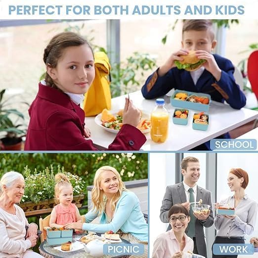 MOGAL LIFE MOGAL LIFE Plastic Lunch Box Comes with 3 Detachable Box 2 Spoons Stylish Lid BPA Free Air TightEasy to Carry in Backpack Ideal for Office School Oudoor Double Decker  - Image 5