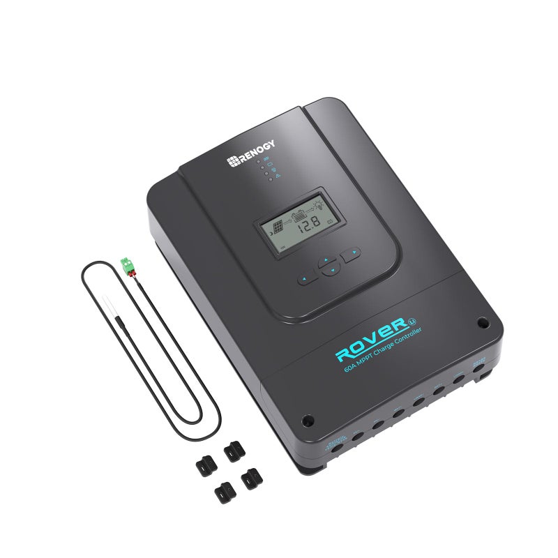Renogy 60A 12V24V36V48V DC Input MPPT Solar Charge Controller Auto Parameter Adjustable LCD Display Solar Panel Regulator fit for Gel Sealed Flooded and Lithium Battery Rover 60A