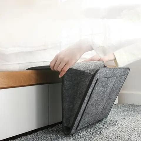 EVAYU EVAYU Bedside Storage Organiser Felt Caddy with Phone Holder Book Magazine Pocket Grey  - Image 2