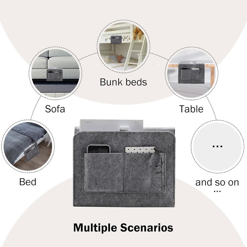 EVAYU EVAYU Bedside Storage Organiser Felt Caddy with Phone Holder Book Magazine Pocket Grey  - Image 5