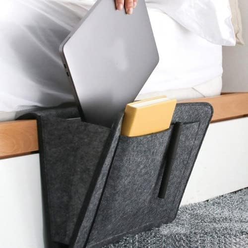 EVAYU EVAYU Bedside Storage Organiser Felt Caddy with Phone Holder Book Magazine Pocket Grey  - Image 3