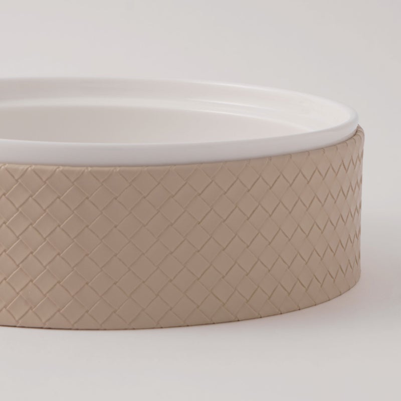 La Mesa Porcelain Tagine With Beige Leather Coat, White, 9.5" - Image 4