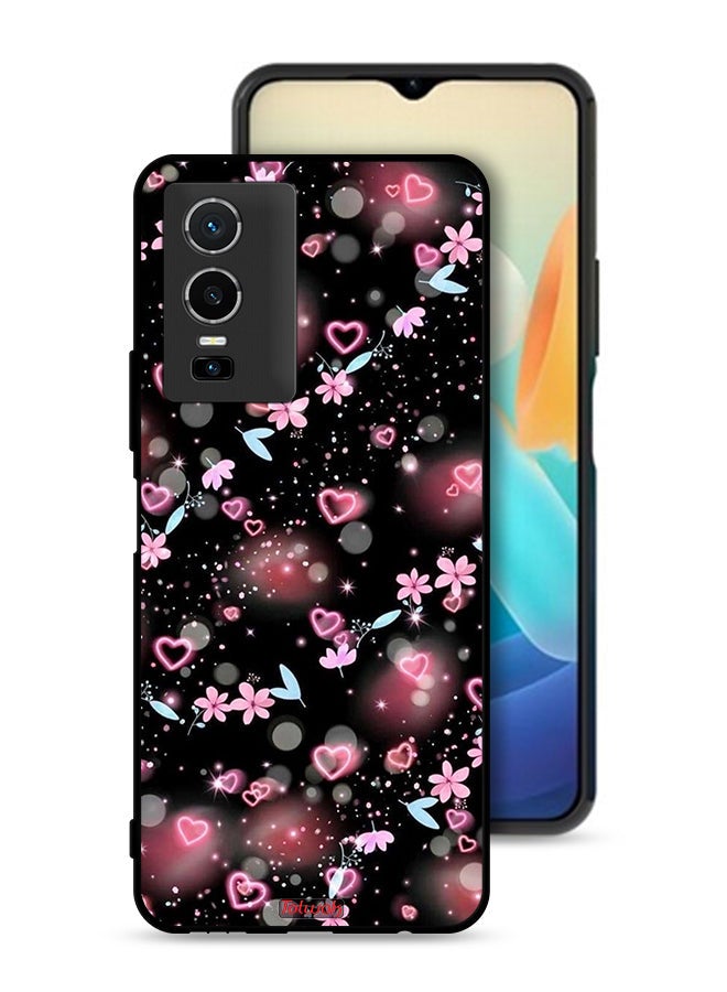 Tolwak غطاء واقي لهاتف Vivo Y76 5G بزخارف قلوب صغيرة وزهور - Image 1