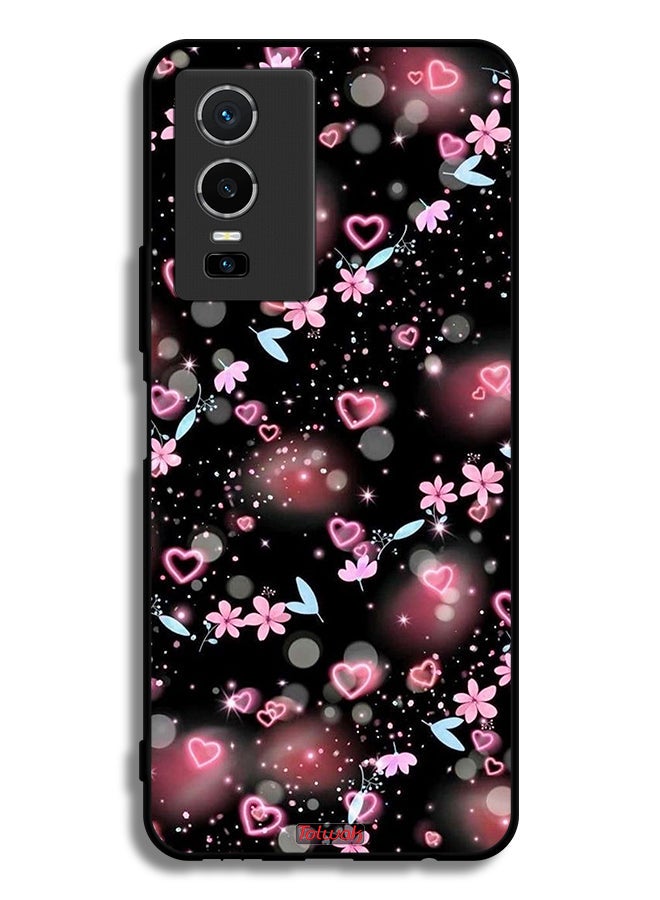 Tolwak غطاء واقي لهاتف Vivo Y76 5G بزخارف قلوب صغيرة وزهور - Image 2