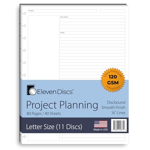 Eleven Discs Discbound Paper, Letter Size Project Planning Sheets - Premium 120gsm Heavyweight Notebook & Planner Refills - 11 Discs, 8.5 x 11 in - Punched for Circa, Arc, TUL (40 Sheets) - Image 1