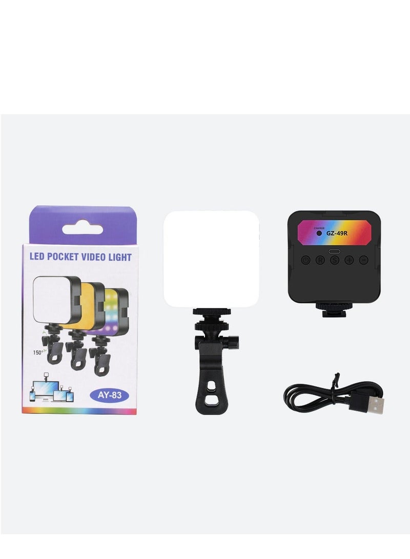 توب ون ضوء فيديو محمول RGB ضوء تعبئة 0-360 ضوء فيديو ملون بالكامل قابل للتعتيم بزاوية تعديل أمامية وخلفية 180 درجة للتصوير الفوتوغرافي ومؤتمرات الفيديو وTikTok - Image 2