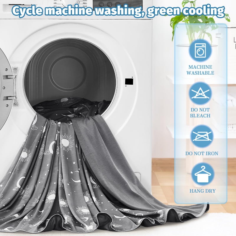 inhand Cooling Blanket Queen Size (90"x90") - Cooling Blankets for Hot Sleepers - Q-Max >0.45 Decorative Lightweight Breathable Summer Cold Blankets for Sleeping Night Sweats to Keep Cool - Dark Grey - Image 4