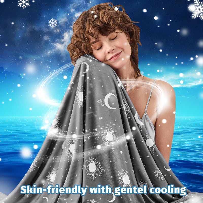 inhand Cooling Blanket Queen Size (90"x90") - Cooling Blankets for Hot Sleepers - Q-Max >0.45 Decorative Lightweight Breathable Summer Cold Blankets for Sleeping Night Sweats to Keep Cool - Dark Grey - Image 3