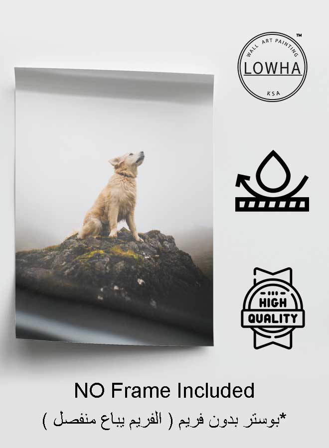 LOWHA Poster Painting Art With Four Separate Pieces Of Double-Sided Stickers Dog On Rock Top For Home Bedroom Living Room And Office Decor  - Image 3