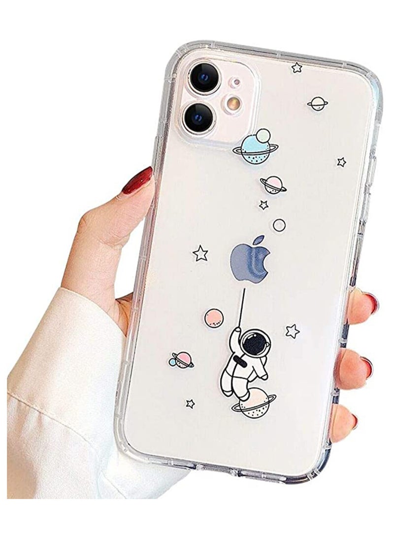 iPhone 11 Case, Clear with Creative Astronaut Cartoon Pattern, Soft TPU, Protective Slim Shockproof Design, Precision Cut for Easy Use - Image 1