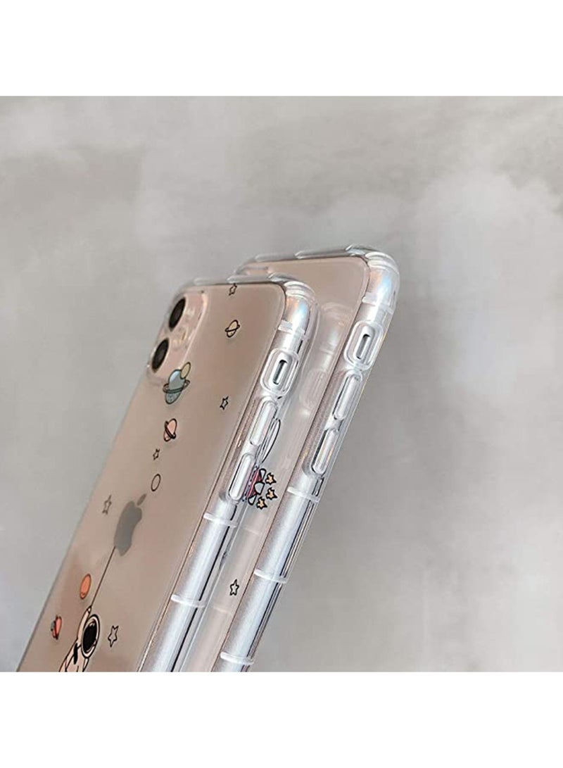 iPhone 11 Case, Clear with Creative Astronaut Cartoon Pattern, Soft TPU, Protective Slim Shockproof Design, Precision Cut for Easy Use - Image 4