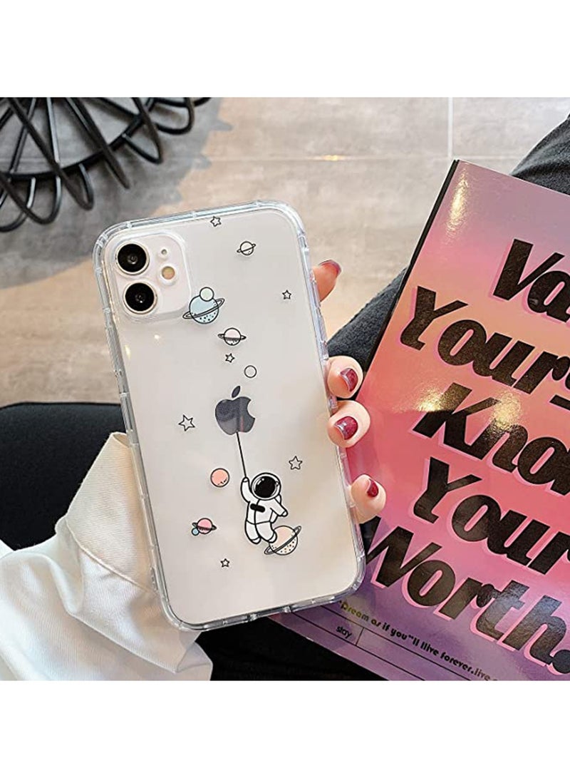 iPhone 11 Case, Clear with Creative Astronaut Cartoon Pattern, Soft TPU, Protective Slim Shockproof Design, Precision Cut for Easy Use - Image 3