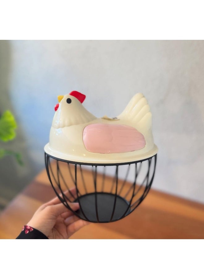 Generic - Chicken-shaped egg collection basket - black (with different chicken wing color - multi-colored) - Image 1