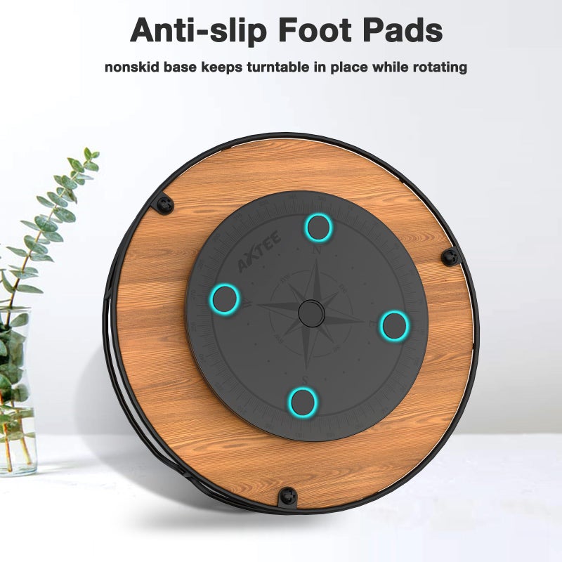 AXTEE Lazy Susan Turntable Organizer for Cabinet Pantry Kitchen Countertop Refrigerator Cupboard, Pine Wood, 9", Carbonized Black - Image 5