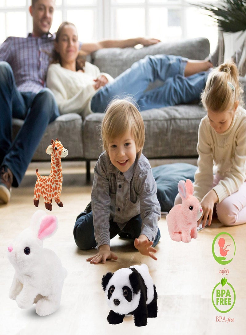 Interactive Electronic Pet, Hopping Rabbit Plush Bunny Toy with Sounds Movements Animated Walking Wiggle Ears Twitch Nose Gift for Toddlers Birthday, Stuffed Animal Electric Gift