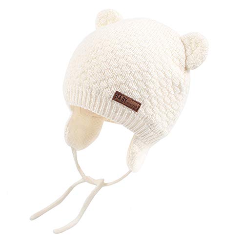 XIAOHAWANG Warm Baby Hat Cute Bear Toddler Earflap Beanie for Fall Winter (2-3 Years, A-White) - Image 1