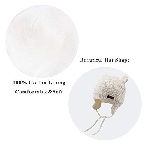XIAOHAWANG Warm Baby Hat Cute Bear Toddler Earflap Beanie for Fall Winter (2-3 Years, A-White) - Image 5