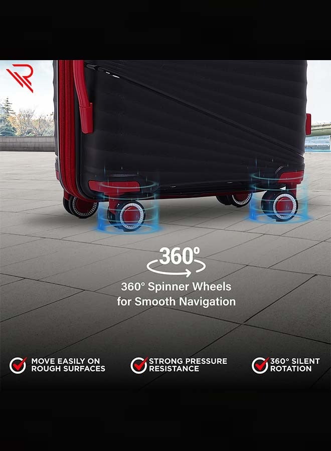 Reflection PP Luggage, Lightweight Hardshell, Expandable with 4 Spinner Wheels and TSA Lock (28-Inch, Black) - Image 3