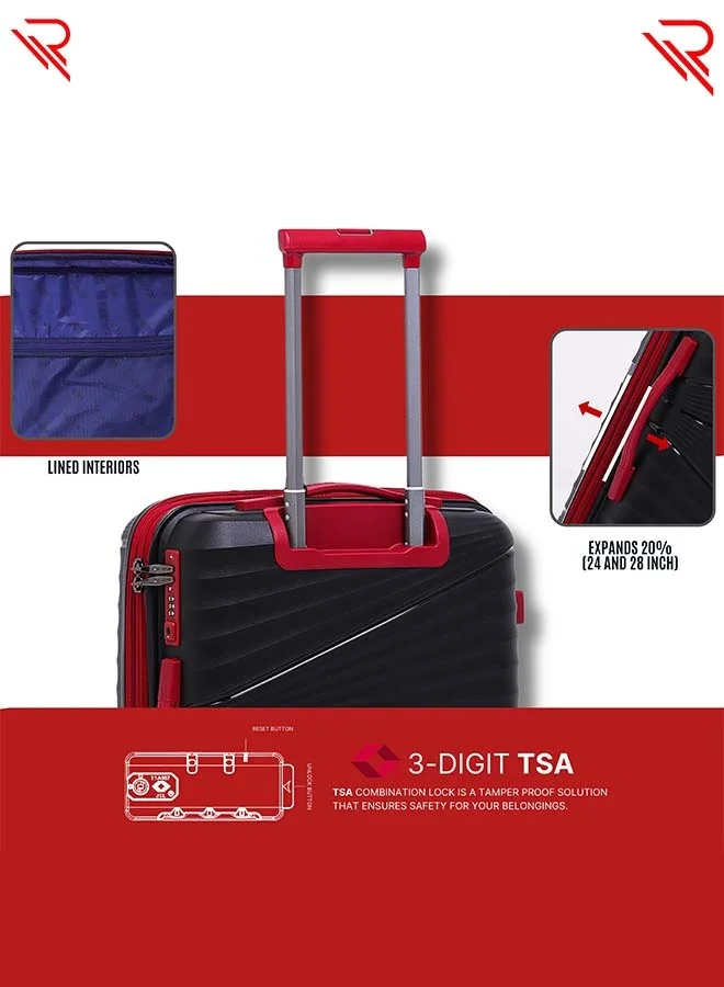 Reflection Reflection PP Luggage, Lightweight Hardshell, Expandable with 4 Spinner Wheels and TSA Lock (28-Inch, Black)