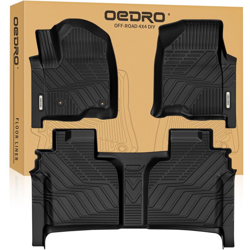 OEDRO Upgraded Floor Mats for 2019-2026 Chevy Silverado/GMC Sierra 1500 Crew Cab & 2020-2026 Silverado/Sierra 2500HD 3500HD, Bucket Seat, All Weather Custom Fit Silverado Accessories Floor Liners - Image 1