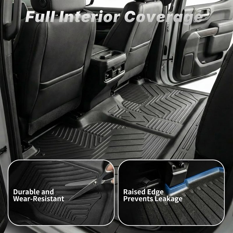 OEDRO Upgraded Floor Mats for 2019-2026 Chevy Silverado/GMC Sierra 1500 Crew Cab & 2020-2026 Silverado/Sierra 2500HD 3500HD, Bucket Seat, All Weather Custom Fit Silverado Accessories Floor Liners - Image 4