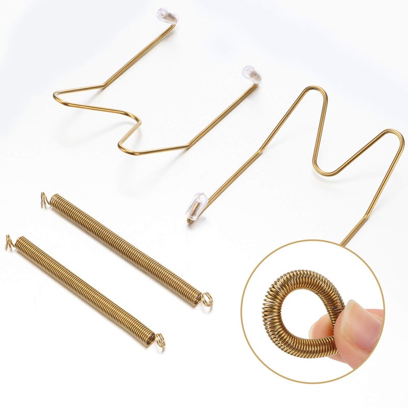 Hotop 12 Pieces Plate Hangers for Wall Stainless Steel Wire Invisible Plate Hangers Heavy Duty Display Holders with 12 Pieces Hooks for Wall Decorative(Gold,6/8/10 Inch) - Image 5