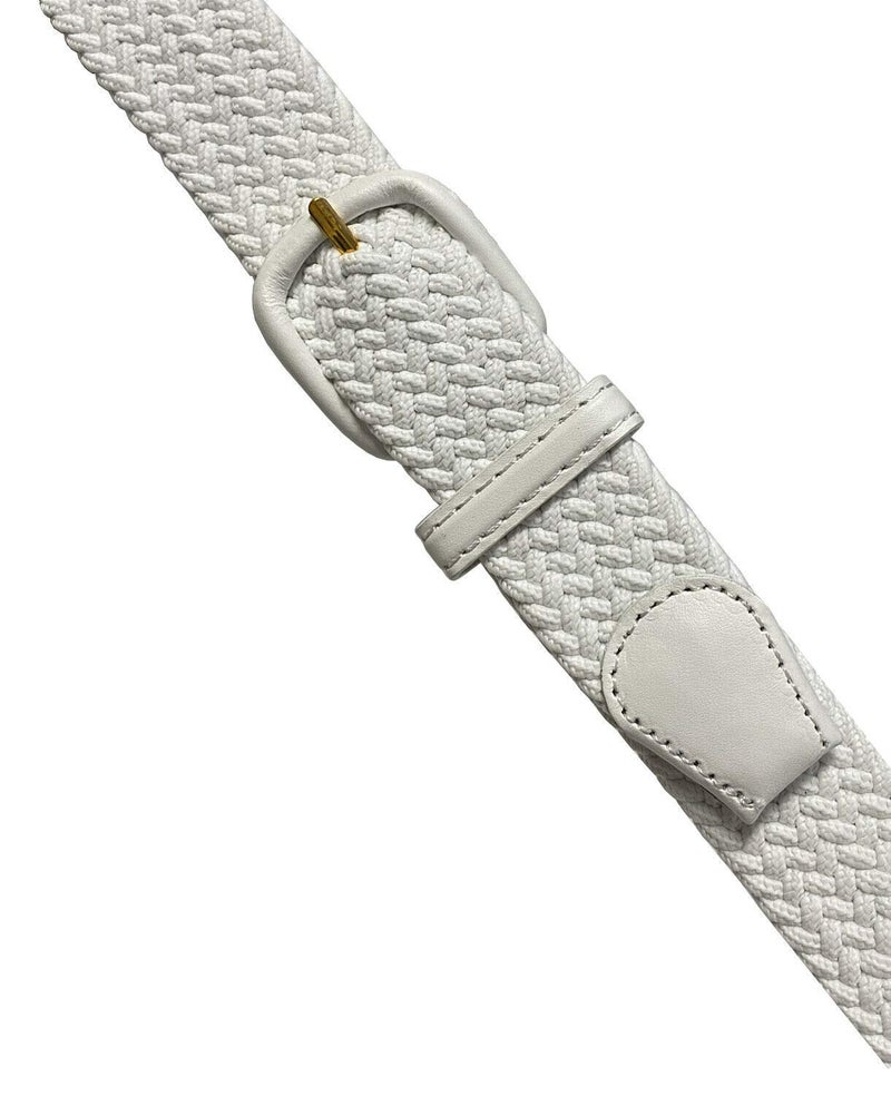 Belts.com Leather Covered Buckle Woven Elastic Stretch Belt, White, (L(37"-39") - Image 3