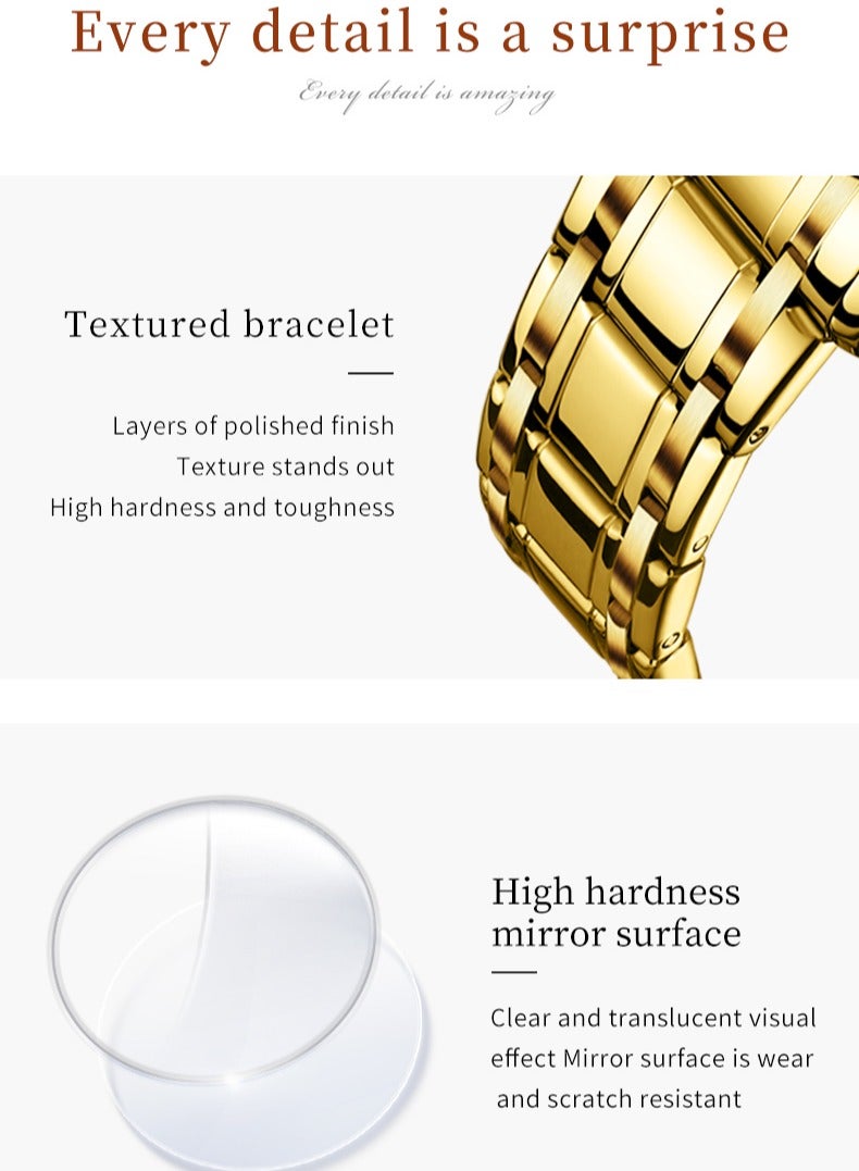 أوليفز ساعات زوجية بتصميم بسيط وأنيق مع قرص أرقام كبير مضيء مقاومة للماء زجاج مطلي عالي الصلابة سوار من السبائك - Image 3