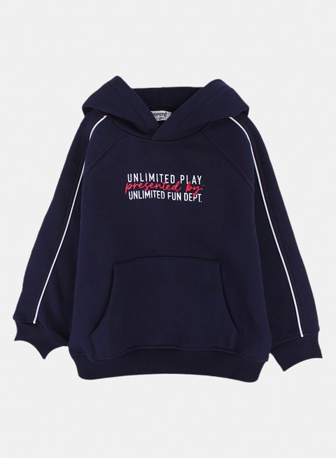 هودي قطني للأولاد باللون الكحلي بطبعة "Unlimited Play"