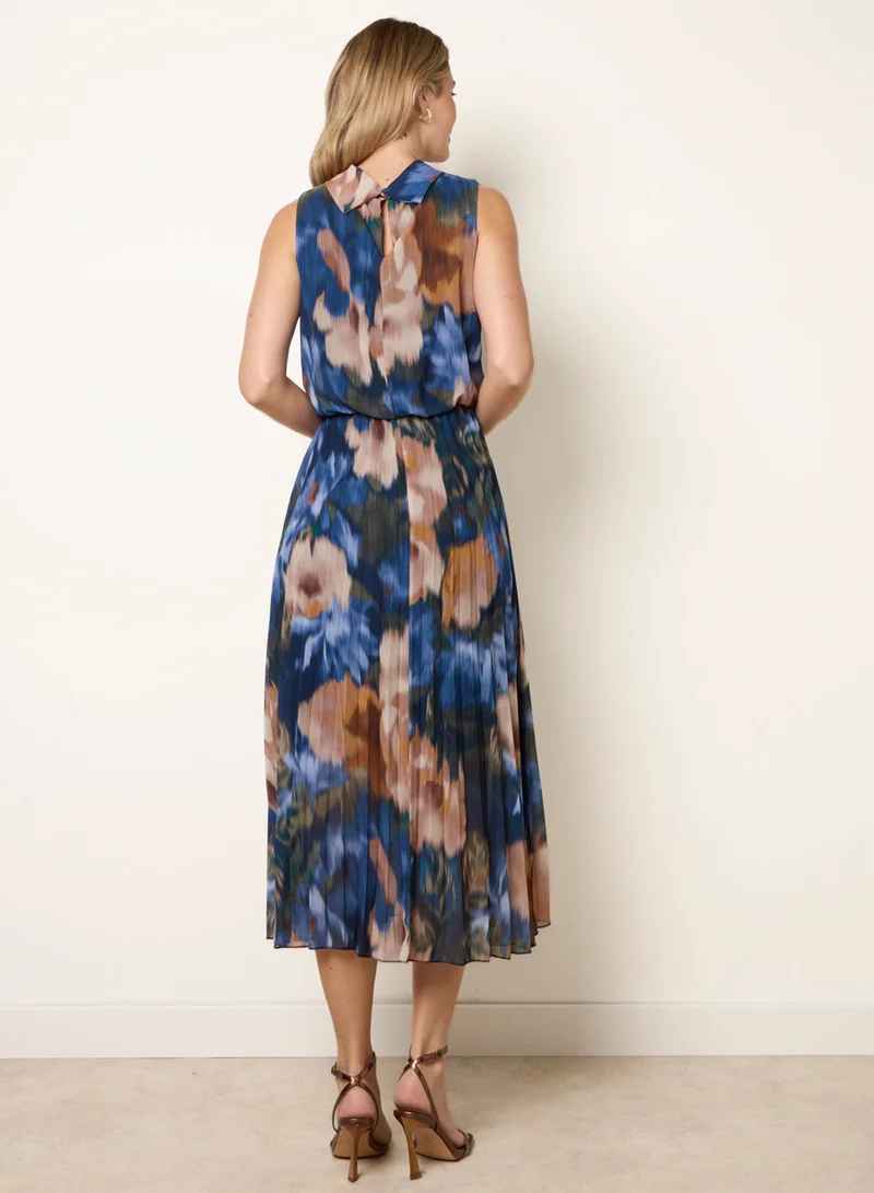 بلو فانيلا Sleeveless Cowl Neck Pleat Dress