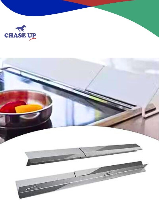 Chase Up 2 Pcs Stove Counter Gap Cover, Stainless Steel Gap Cover, Cooktop Trim Kit, Stove Gap Guards, Oven Gap Filler, Heat Resistant & Effectively Protect Stove Gap Filler (13.8"-27.5" Silver)
